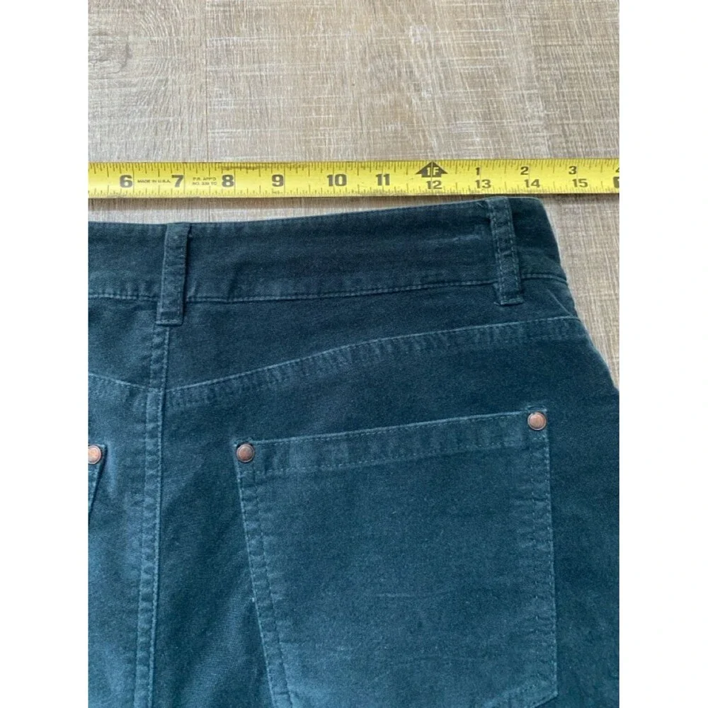 Peruvian Connection Zoe Velveteen Jeans Teal Blue Womens 4 High Rise Slim Pants